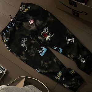 Fresh Black Joggers with Multicolor Graphics